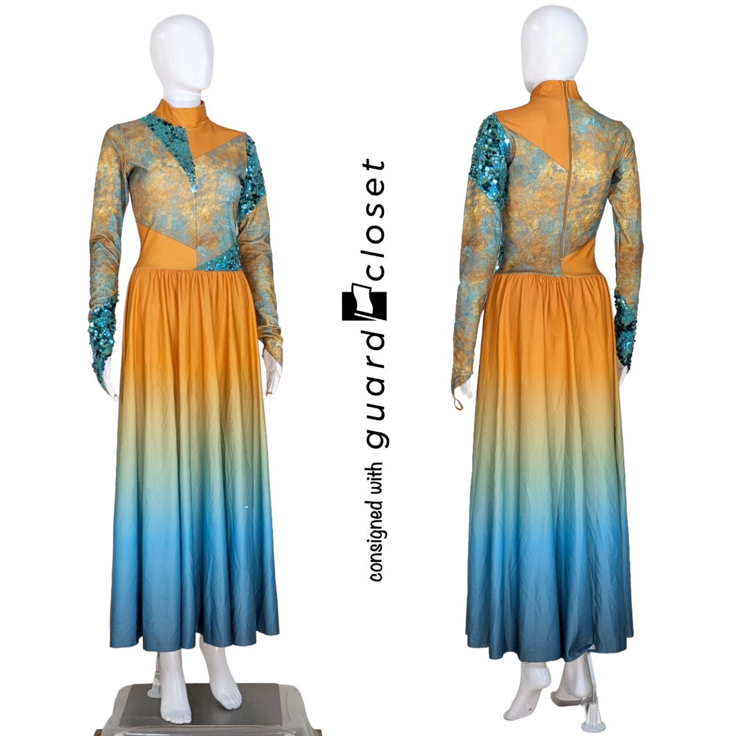 10 Shades of Orange and Teal Long Sleeve Dresses and Unitard