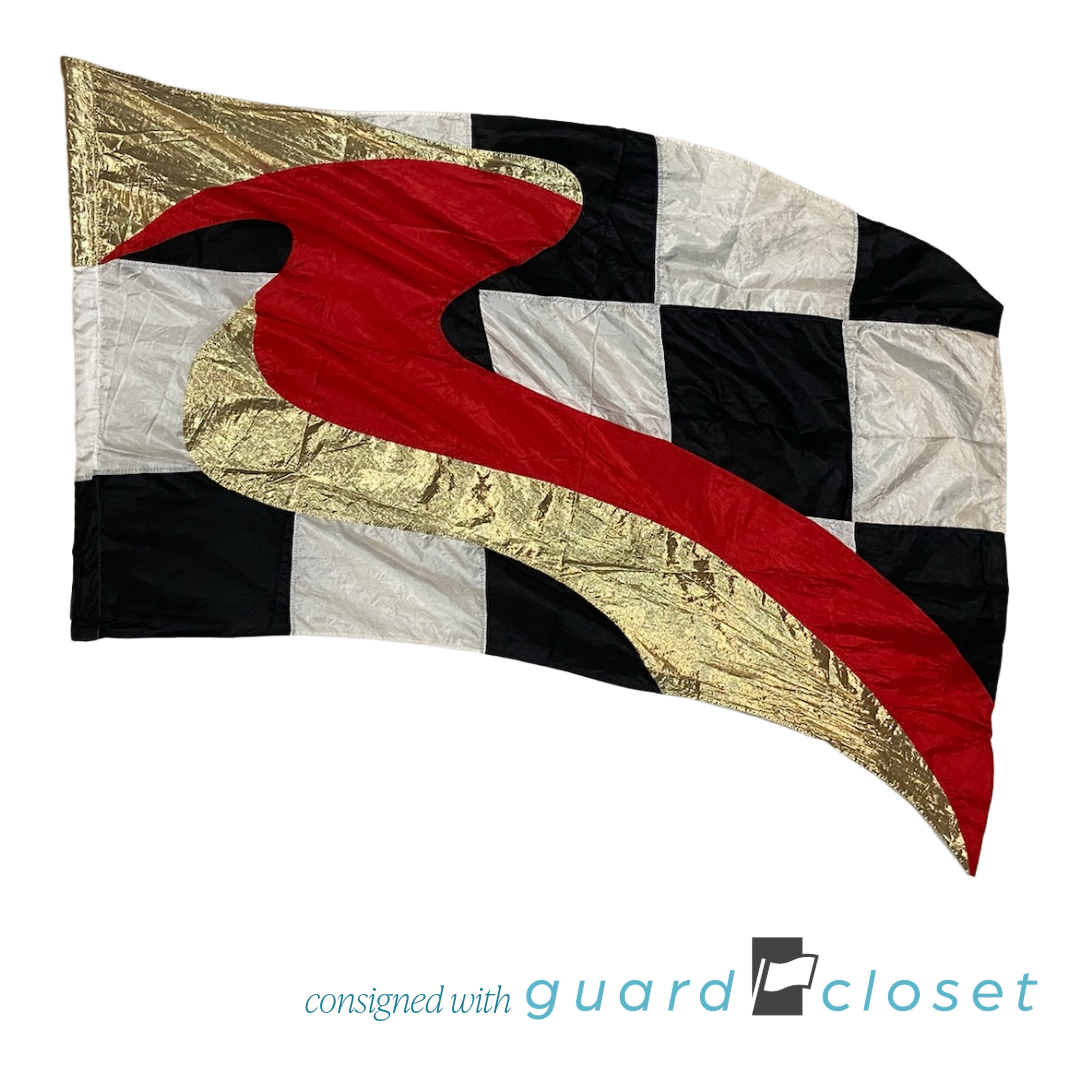 14 Red White Black Gold Checkerboard Chess Flags by McCormicks