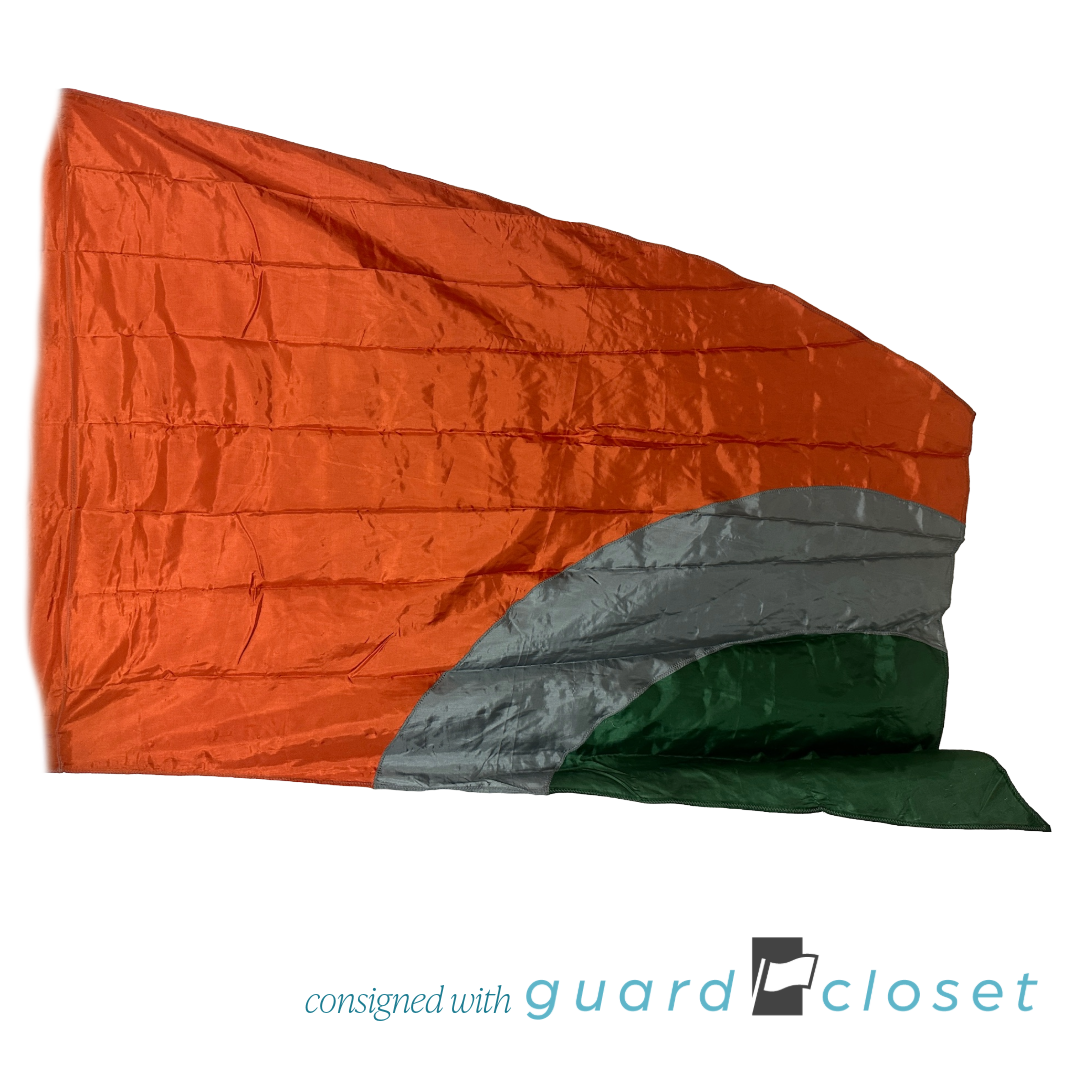 17 Orange flags with grey and green corner