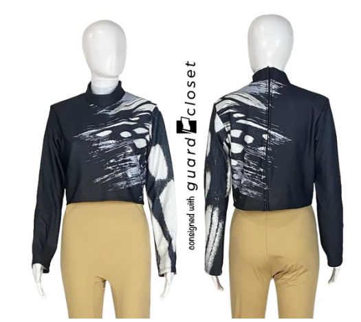 50 Black White Butterfly Long Sleeve Performance Tops by Dance Sophisticates