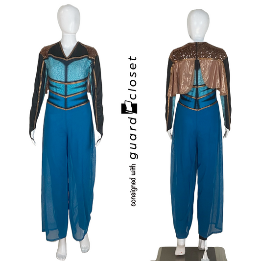 44 Teal Bronze Insect Wing Long Sleeve Unitards by Dance Sophisticates