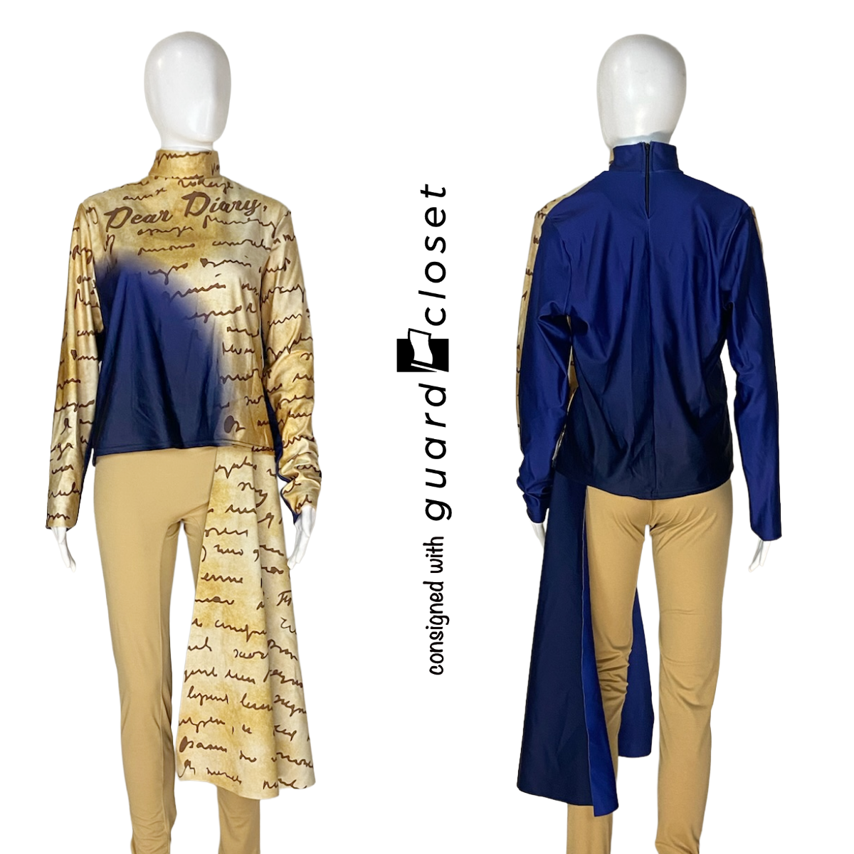 Blue Tan Dear Diary Text Performance Tops, Hip Capes, and Shako Wraps  | McCormicks | Set of 58