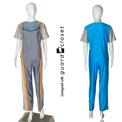 Gray Orange Aqua Short Sleeve Tops and Pants | guardcloset | Set of 14