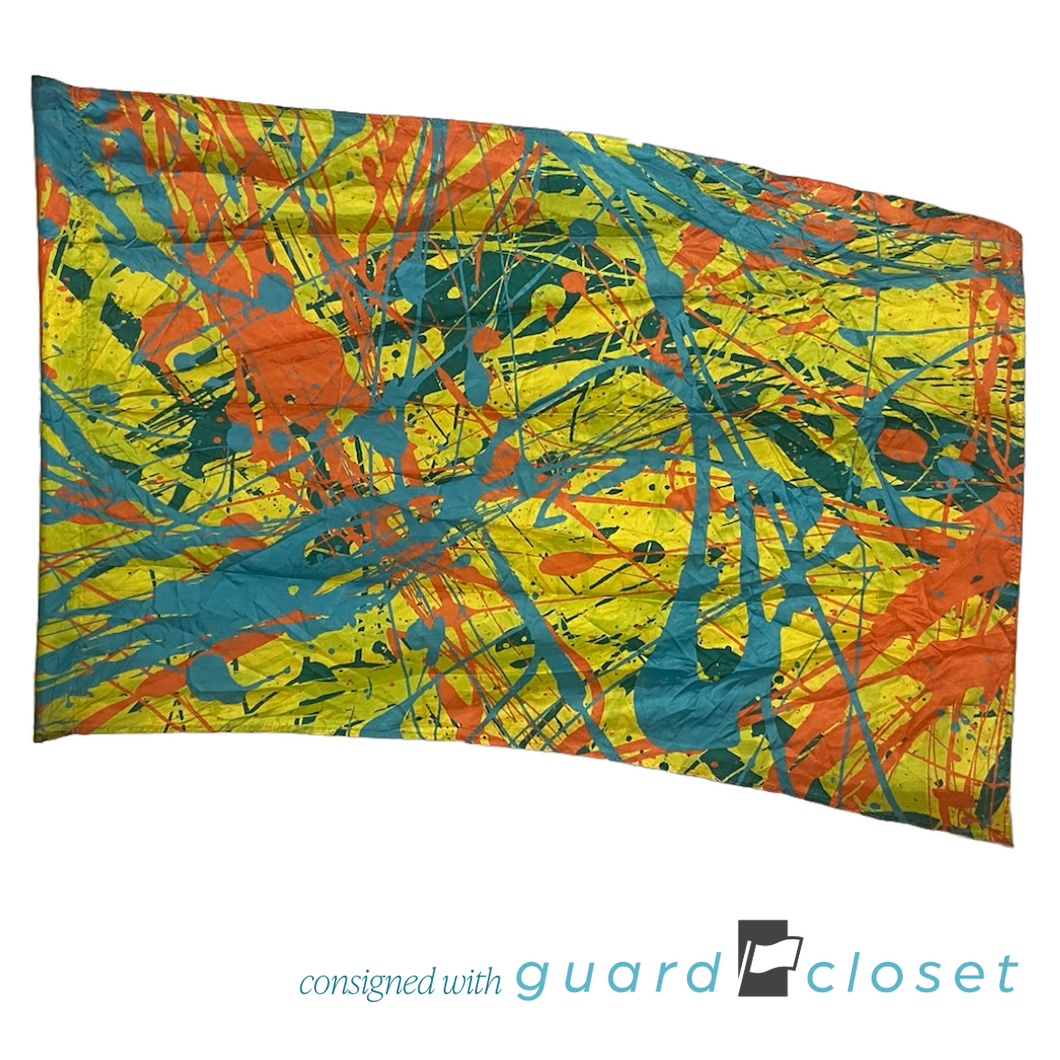 22 Orange Yellow Teal Paint Splatter Flags by Field & Floor FX
