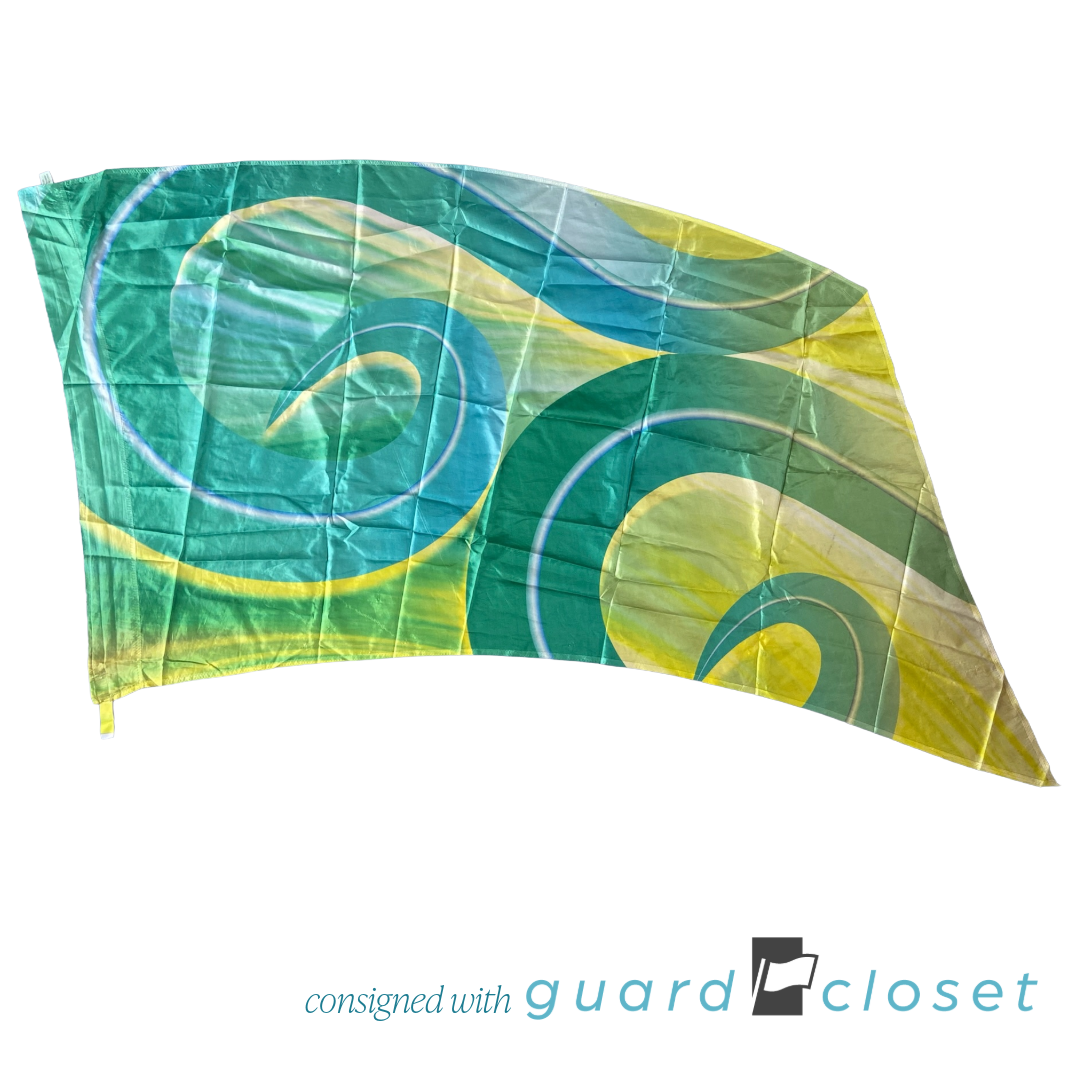 11 Shades of Green and Yellow Swirl Flags