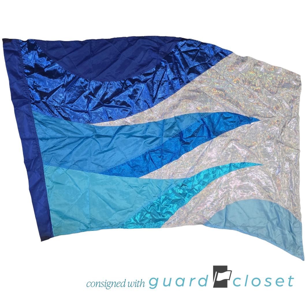 10 Blue Iridescent Water Wave Flags by American Band