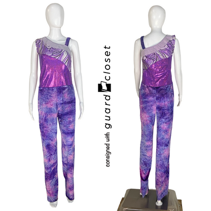 10 Pink Purple Abstract Sleeveless Unitards + 1 Mini Skirt Leotard