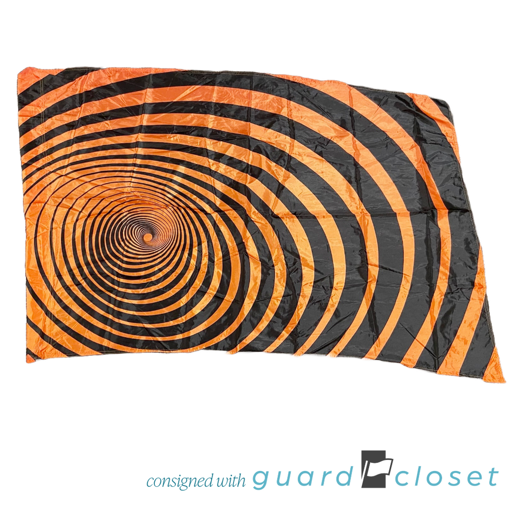 6 Orange Black Spiral Vortex Flags by Field & Floor FX