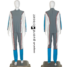Load image into Gallery viewer, 25 Gray Aqua With Red Piping Tops and Pants by Band Shoppe
