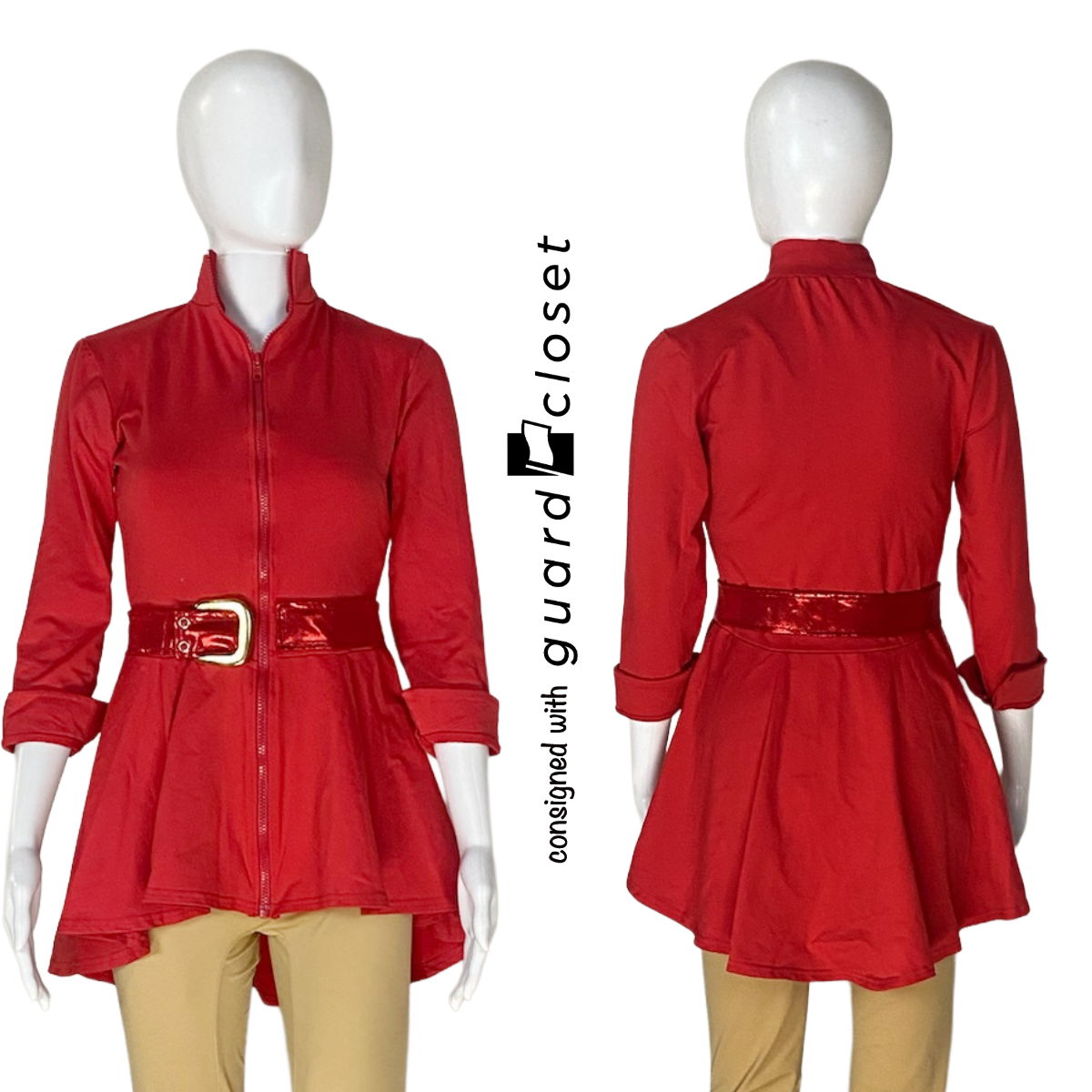 Red 3/4 Sleeve Zip Up Jackets | guardcloset | Set of 9