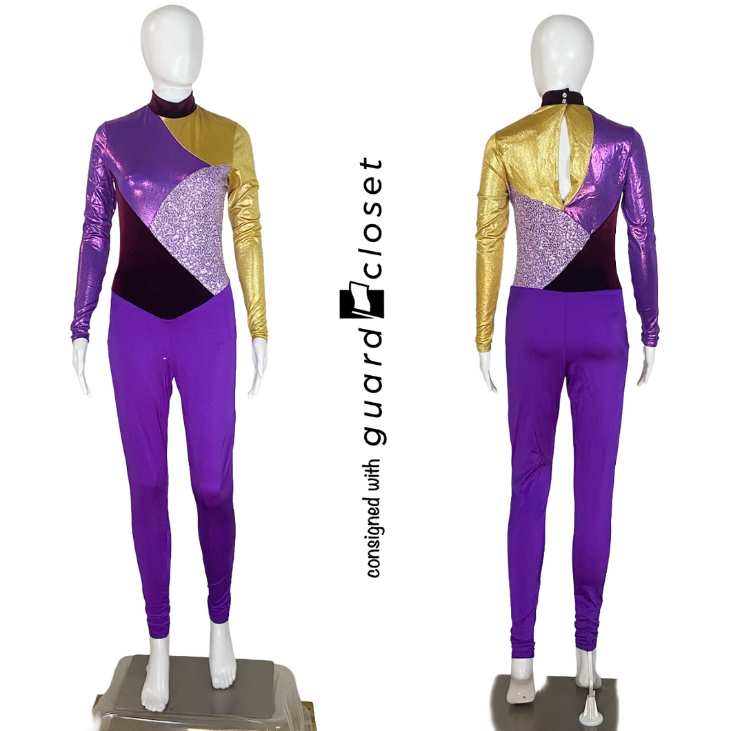 14 Purple Gold Maroon Long Sleeve Unitards