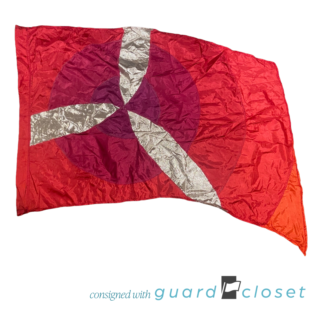 13 Shades of Red and Silver Target Pinwheel Propeller Flags