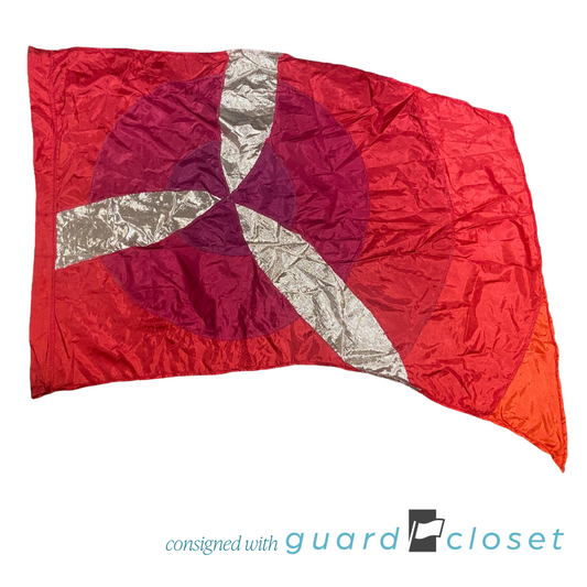 13 Shades of Red and Silver Target Pinwheel Propeller Flags