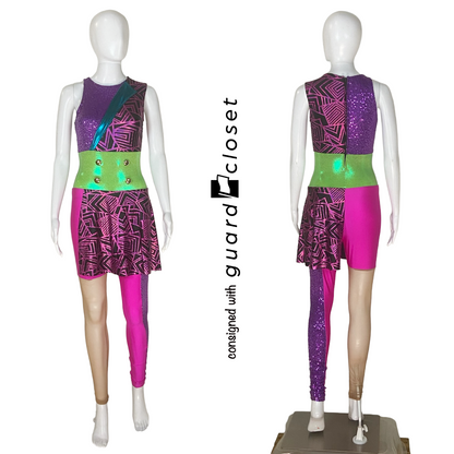 20 Pink Green Neon Sleeveless Skirted Unitards by Band Shoppe