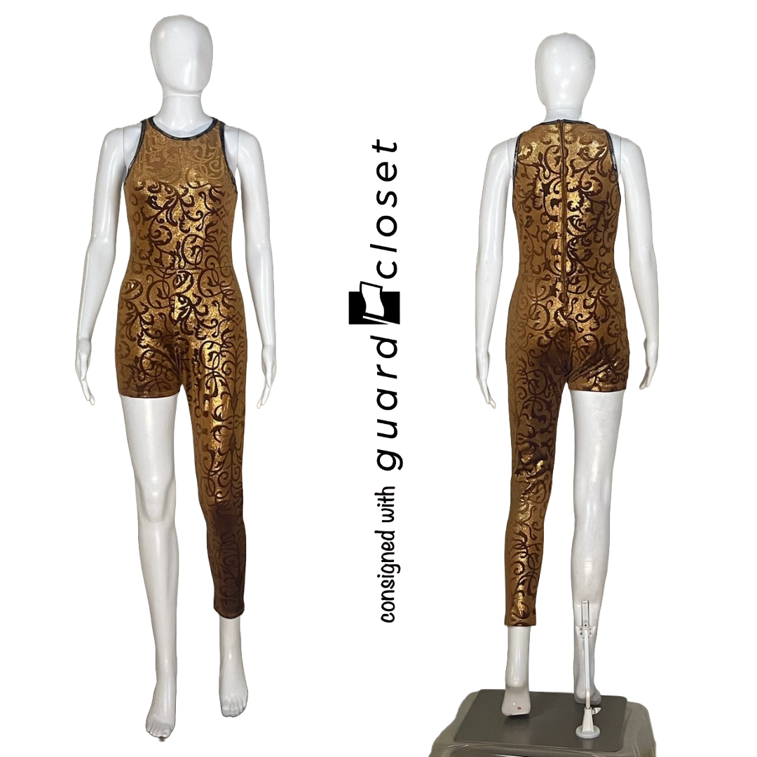 21 Bronze Patterned Sleeveless Single Leg Unitards with 16 Capes & 22 leg sleeves by Dance Sophisticates