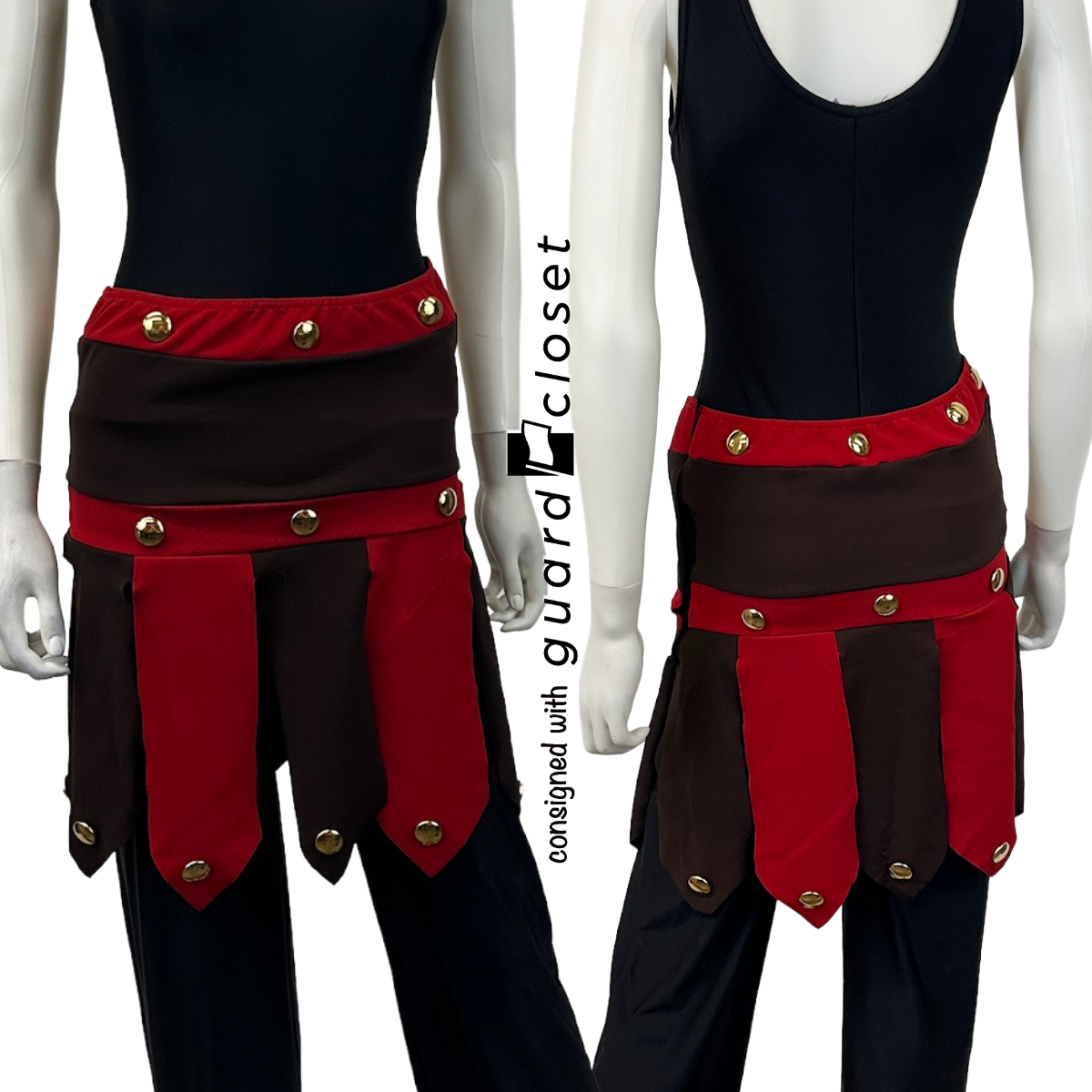 Red and brown viking skirts with gold buttons | A Wish Come True | Set of 29