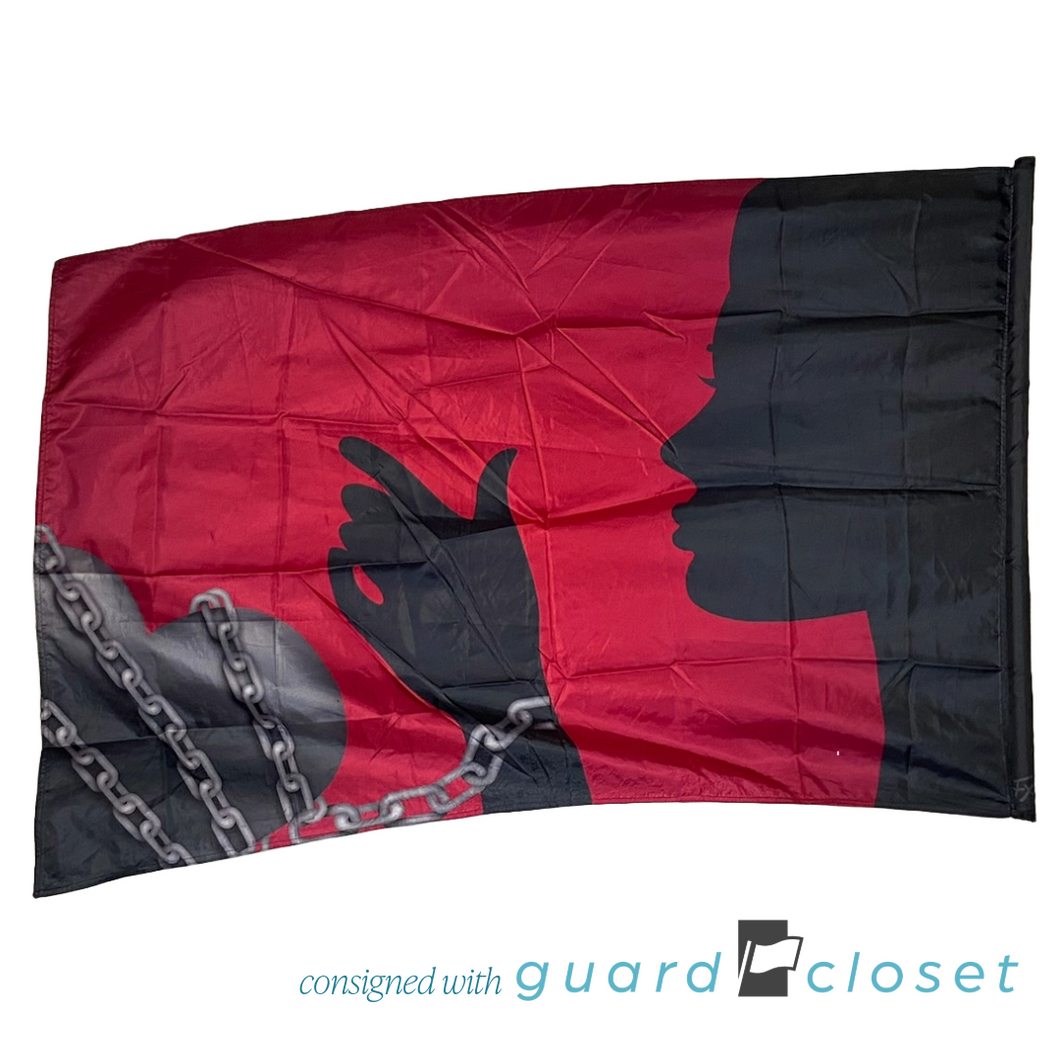12 Red Blue Silhouette Chain Heart Double Sided Flags by Field & Floor FX