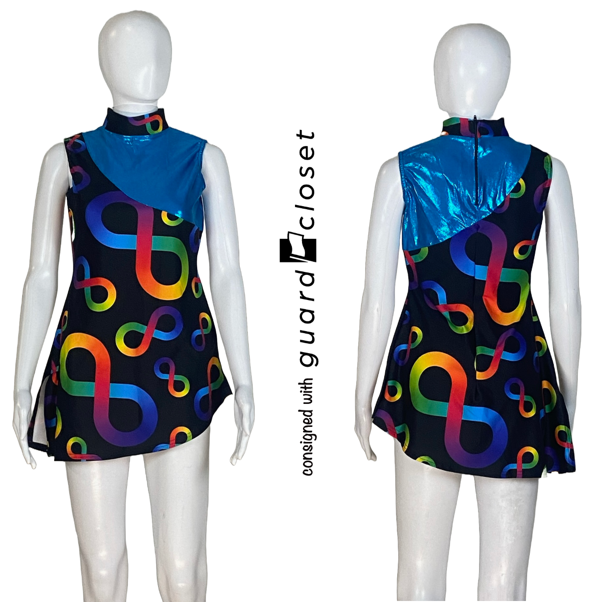 17 Teal and Rainbow Infinity Symbol Sleeveless Tunics by StylePlus