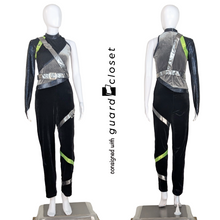Load image into Gallery viewer, 24 Black Gray Lime Green One Sleeve Unitards by Dance Sophisticates

