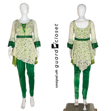 Load image into Gallery viewer, 19 Green Maroon Ivory Forest Fairy Tale Unitards by Showday
