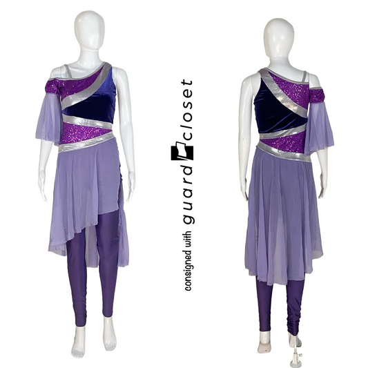 13 Shades of Purple and Silver Skirted Unitards by A Wish Come True