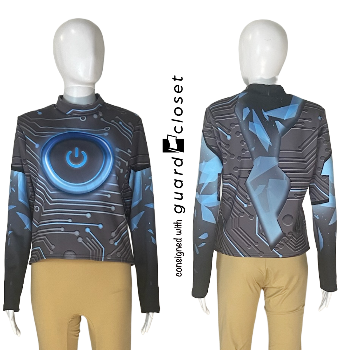 49 Blue Gray Tech Power Button Performance Tops by F. J. Miller
