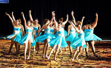 Load image into Gallery viewer, 13 Gold Ivory Aqua Sleeveless Skirted Rompers by Creative Costuming &amp; Designs
