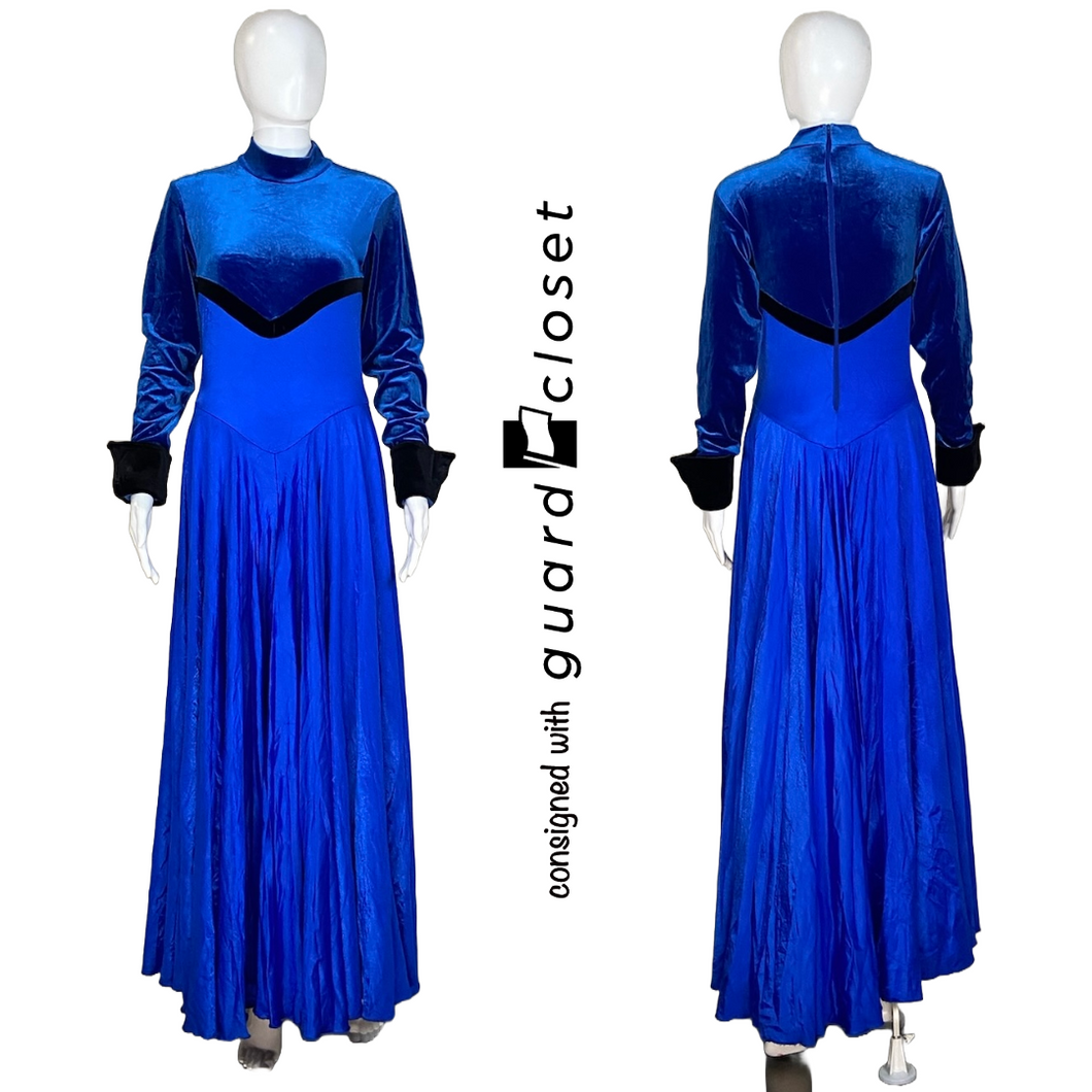 30 Royal Blue Long Sleeve Unitard w/ Back Skirt by Fred J. Miller