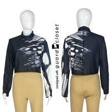 Load image into Gallery viewer, 135 Black White Butterfly Long Sleeve Performance Tops by Dance Sophisticates
