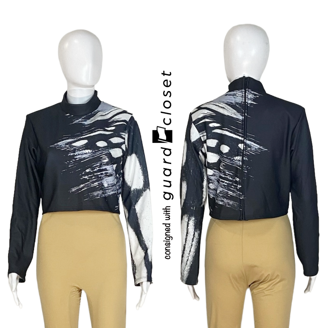 135 Black White Butterfly Long Sleeve Performance Tops by Dance Sophisticates