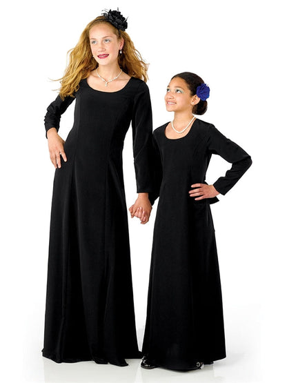 LILLIAN (Style #101Y) - Scoop Neck Long Sleeve Dress - Youth Cousin's Concert Attire
