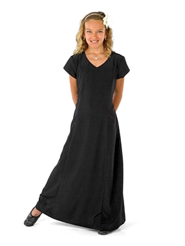 SABRINA (Style #106Y) V-Neck Cap Sleeve Dress - Youth Cousin's Concert Attire