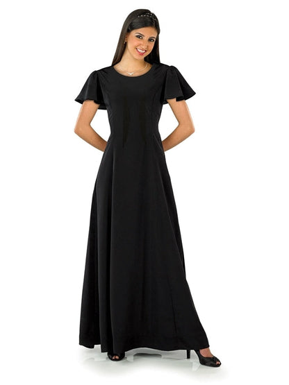 JOYCE (Style #108) - High Scoop Neck Flutter Sleeve Dress Cousins Concert Attire