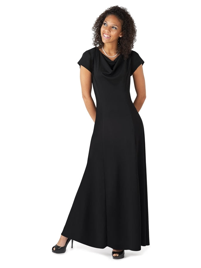 PIPPA (Style #113) - Cowl Neck, Cap Sleeve Dress Cousins Concert Attire