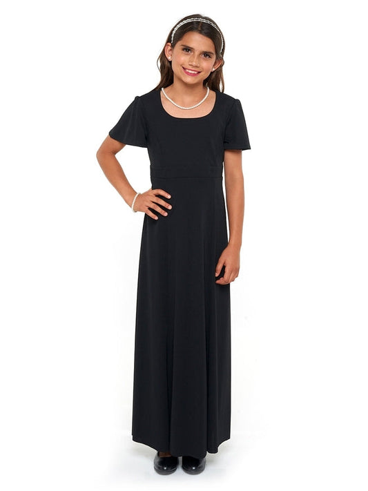 CHRISTINA (Style #119Y) - Flutter Sleeve Scoop Neckline Dress - Youth Cousin's Concert Attire
