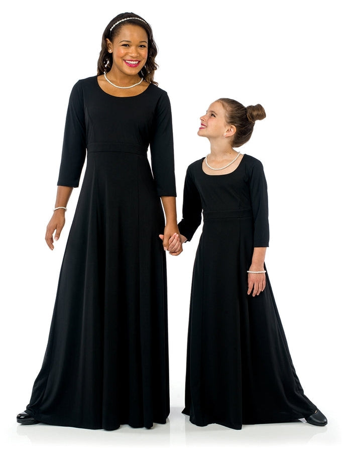 NATALIE (Style #125) - Scoop Neckline 3/4 Sleeve Dress Cousins Concert Attire