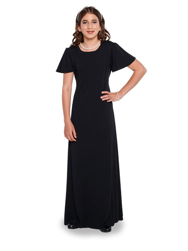 JENNA (Style #134Y) - High Scoop Neck Flutter Sleeve Dress - Youth Cousin's Concert Attire