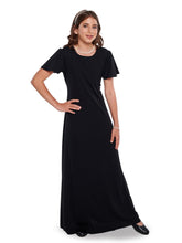 Load image into Gallery viewer, JENNA (Style #134Y) - High Scoop Neck Flutter Sleeve Dress - Youth Cousin&#39;s Concert Attire
