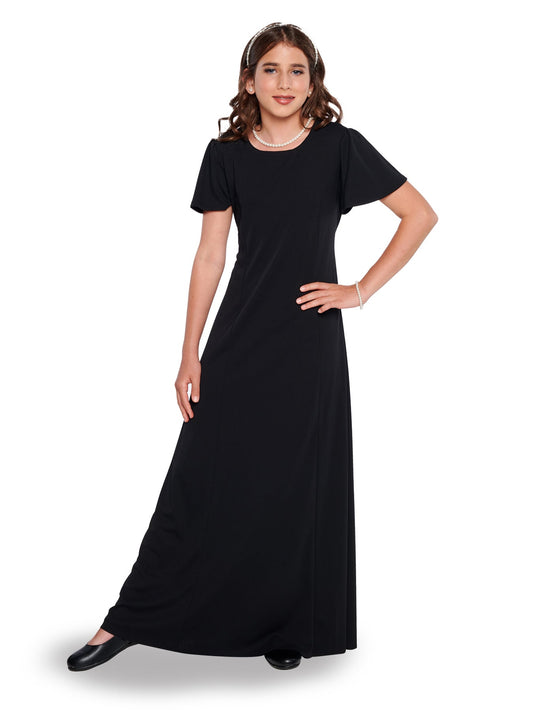 JOYCE (Style #108Y) High Scoop Neck Flutter Sleeve Dress - Youth Cousin's Concert Attire