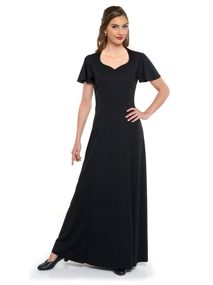 CLARA (Style #138) - Heart Shaped Neck Flutter Sleeve Dress Cousins Concert Attire