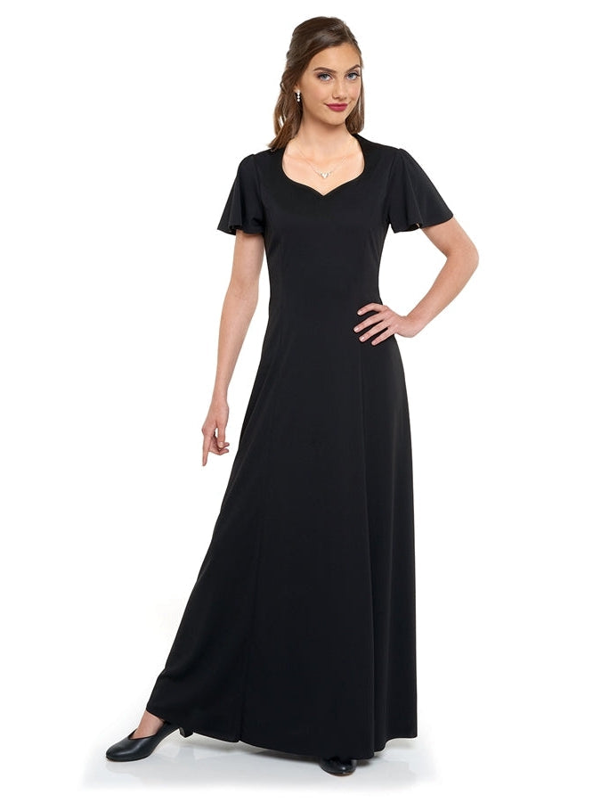 CLARA (Style #138) - Heart Shaped Neck Flutter Sleeve Dress Cousins Concert Attire
