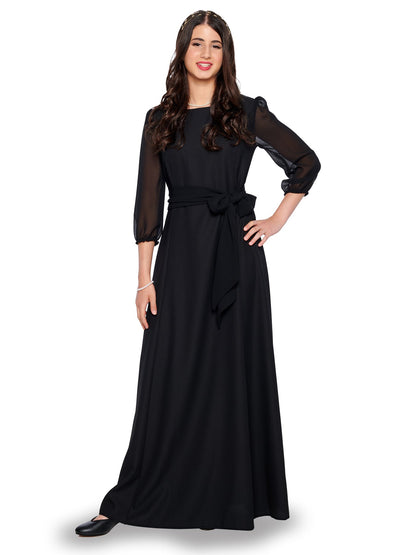 BRIANNA (Style #152) - High Scoop Neck, 3/4 Sleeve Gown Cousins Concert Attire