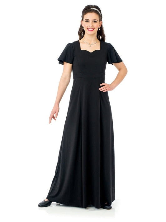 JOANNA (Style #163) - Sweetheart Neck Flutter Sleeve Dress Cousins Concert Attire