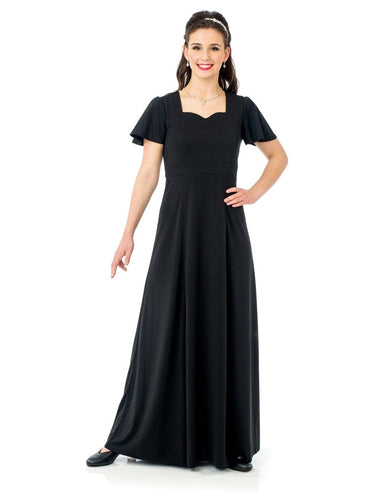 JOANNA (Style #163) - Sweetheart Neck Flutter Sleeve Dress Cousins Concert Attire