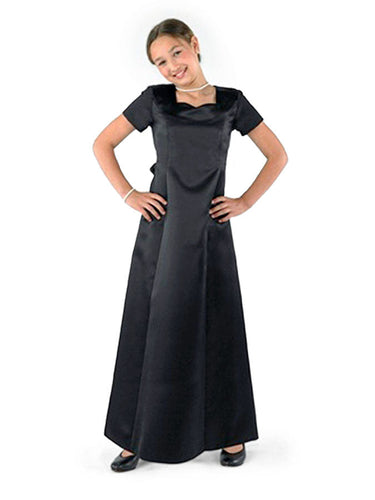 SARAH (Style #203) - Sweetheart Neck, Short Sleeve Satin Dress - Youth Cousin's Concert Attire