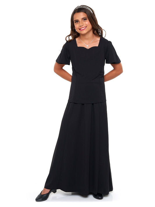 AMELIA (Style #2204Y) - Sweetheart Neck Flutter Sleeve Blouse - Youth Cousin's Concert Attire