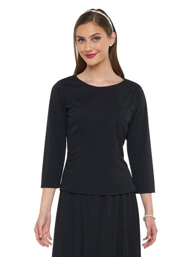 DEMI (Style #2290) - High Scoop Neck 3/4 Sleeve Blouse Cousins Concert Attire