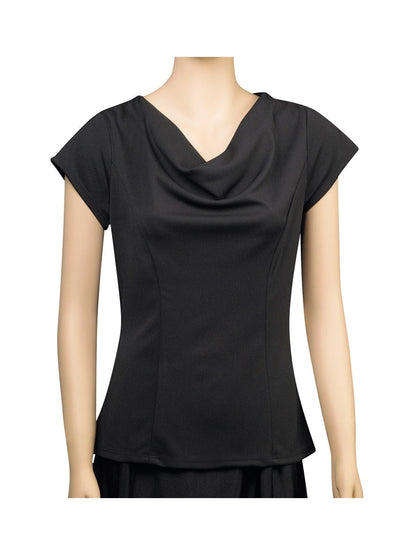 PRISCILLA (Style #2433) - Cowl Neck Cap Sleeve Blouse Cousins Concert Attire