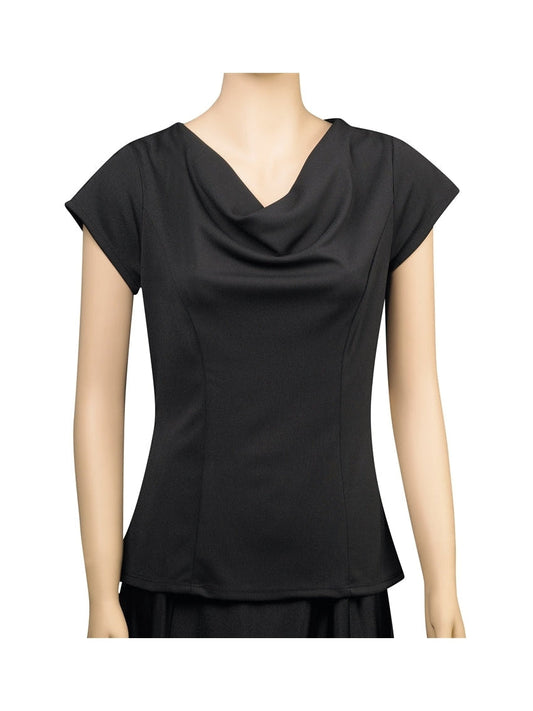 PRISCILLA (Style #2433) - Cowl Neck Cap Sleeve Blouse Cousins Concert Attire