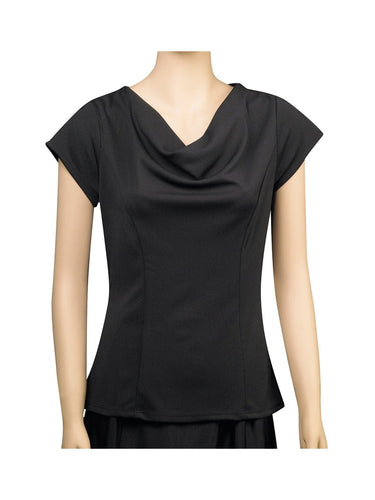 PRISCILLA (Style #2433) - Cowl Neck Cap Sleeve Blouse Cousins Concert Attire